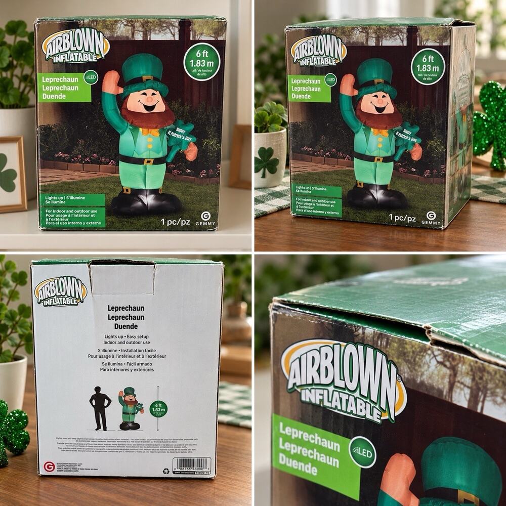 Gemmy Airblown 6 Ft LED Leprechaun Inflatable St Patrick’s Day 48000-10